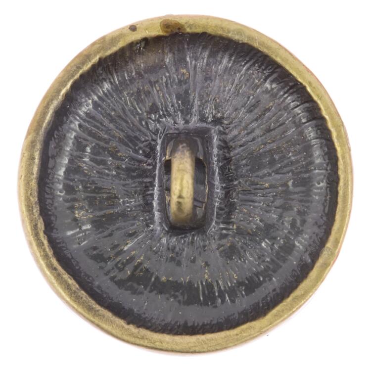Metallknopf in Messing mit Karomuster, überzogen mit dunkler Emaille 15mm