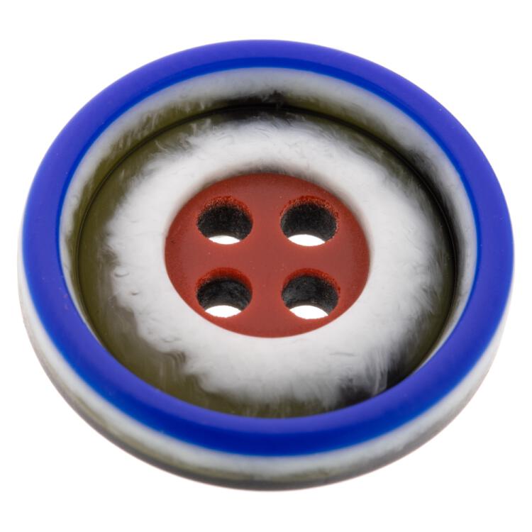 Maritimer Knopf aus Kunststoff in Rot-Blau 15mm