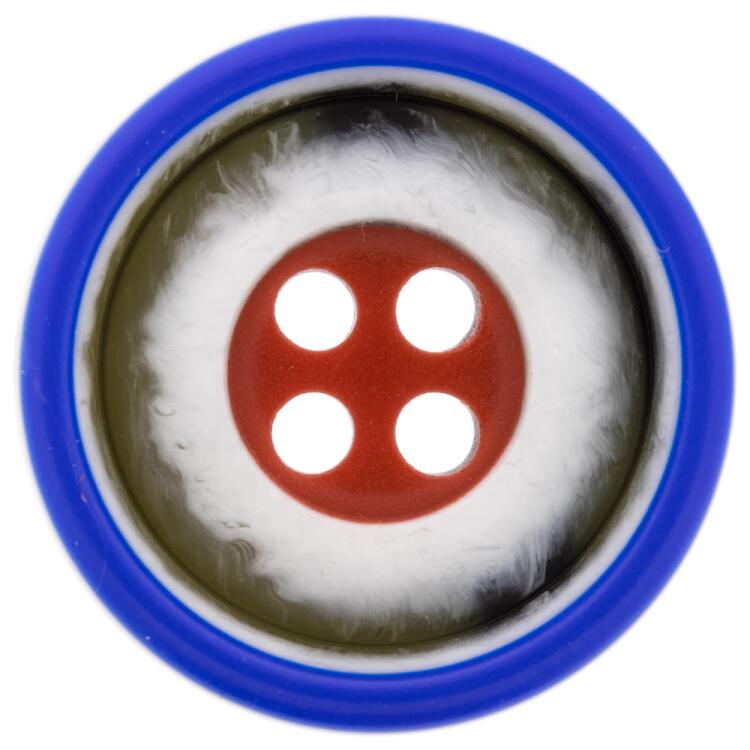 Maritimer Knopf aus Kunststoff in Rot-Blau 15mm