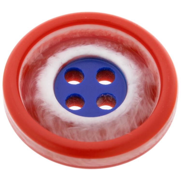 Maritimer Knopf aus Kunststoff in Blau-Rot 15mm