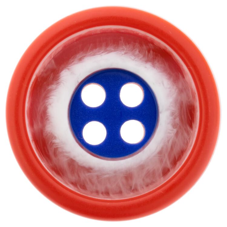 Maritimer Knopf aus Kunststoff in Blau-Rot 15mm