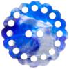 Kunststoffknopf in Perlmuttoptik mit Zierrand und schönem Farbverlauf in Blau