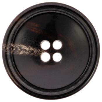 Klassischer Hornknopf in Schwarz mit schmalem Rand und schöner Maserung, leicht geschüsselt