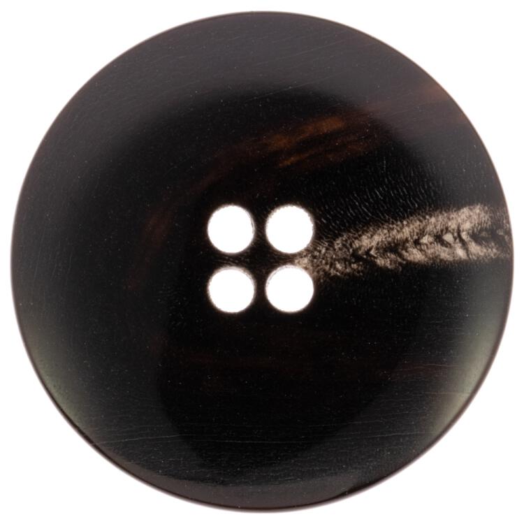 Klassischer Hornknopf in Schwarz mit schmalem Rand und schöner Maserung, leicht geschüsselt 15mm
