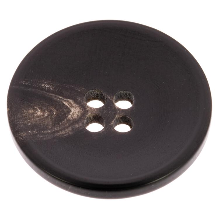 Moderner Hornknopf in Schwarz mit schöner Maserung, leicht geschüsselt