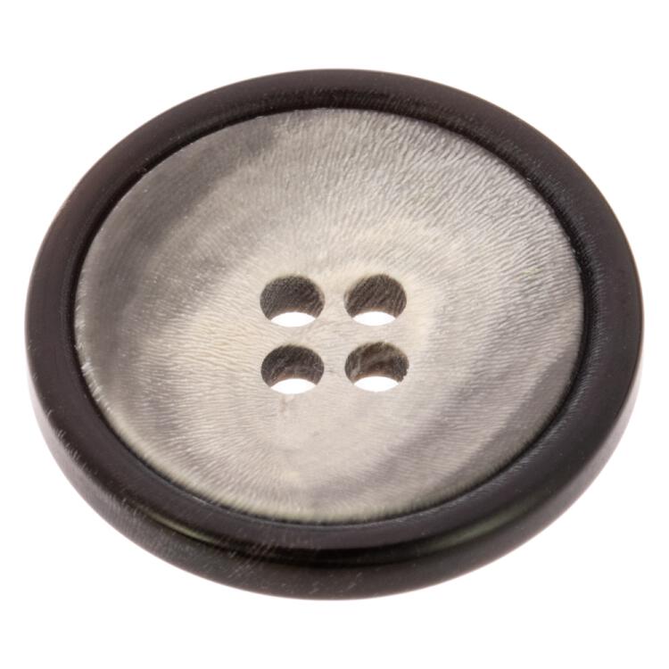 Moderner Hornknopf mit schmalem Rand und einzigartigem Farbverlauf in Grau 15mm