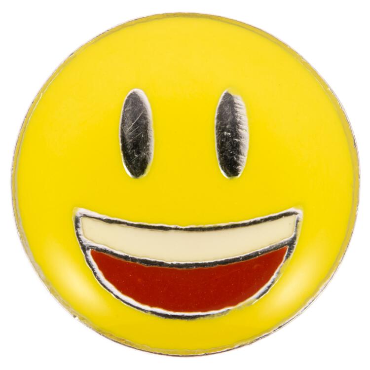 Smiley-Knopf (Emoji/Emoticon) - lächelndes Gesicht mit offenem Mund - "glad" 15mm