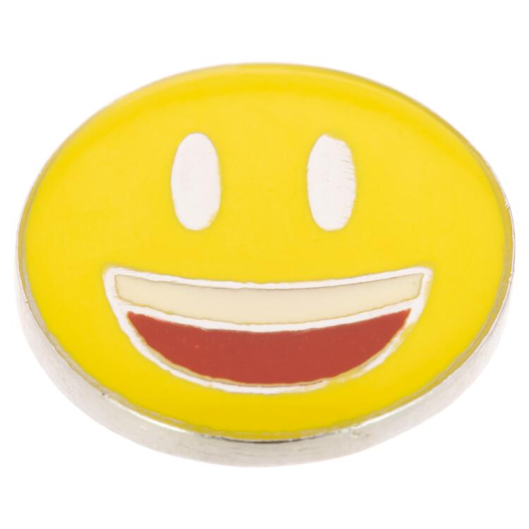 Smiley-Knopf (Emoji/Emoticon) - lächelndes Gesicht mit offenem Mund - "glad" 15mm