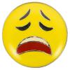 Smiley-Knopf (Emoji/Emoticon) - lustloses und trauriges Gesicht mit offenem Mund - "crying"