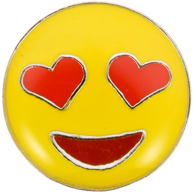 Smiley-Knopf (Emoji/Emoticon) - lächelndes Gesicht mit herzförmigen Augen- in love