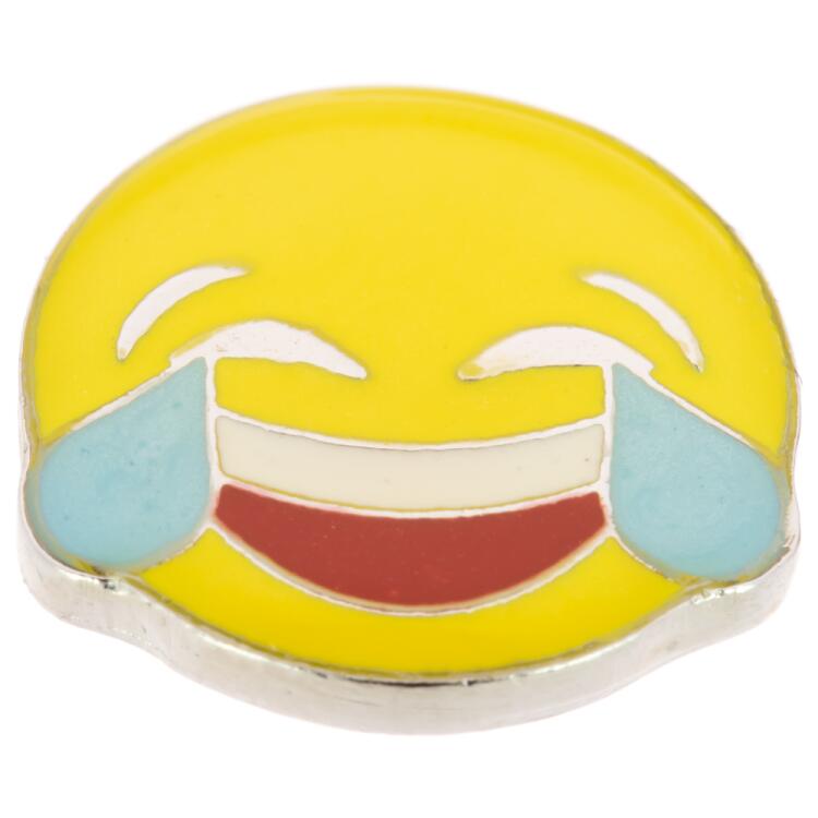 Smiley-Knopf (Emoji/Emoticon) - Gesicht mit Freudentränen - "happy" 15mm