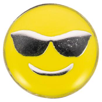 Smiley-Knopf (Emoji/Emoticon) - lächelndes Gesicht mit Sonnenbrille - "cool"