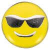 Smiley-Knopf (Emoji/Emoticon) - lächelndes Gesicht mit Sonnenbrille - "cool"