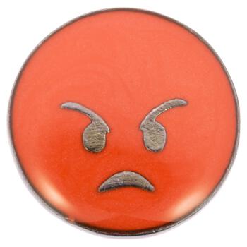 Smiley-Knopf (Emoji/Emoticon) - böses Gesicht in Rot...