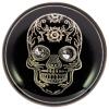  Metallknopf in Schwarz mit mexikanischem Totenkopf in Silber mit Swarovski-Augen