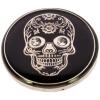 Metallknopf in Schwarz mit mexikanischem Totenkopf in Silber mit Swarovski-Augen