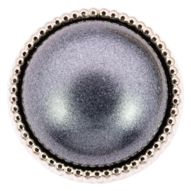 Klassischer Blusenknopf aus Kunststoff in Perlmuttgrau mit Silberrand
