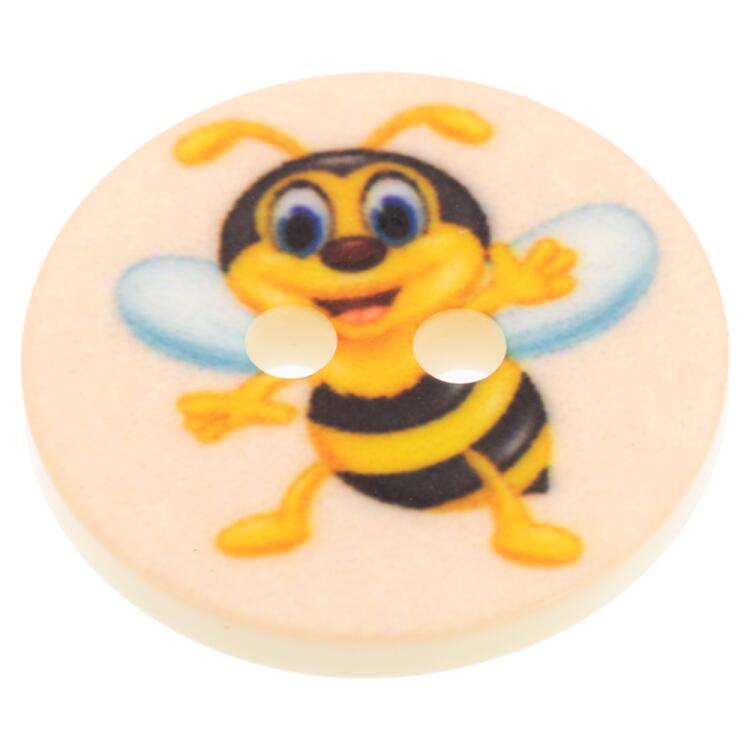 Kinderknopf - süße Biene auf Aprikosenhintergrund 13mm