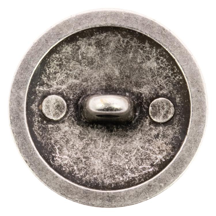 Trachtenknopf aus Metall in Altsilber mit floralem Ziermuster 12mm