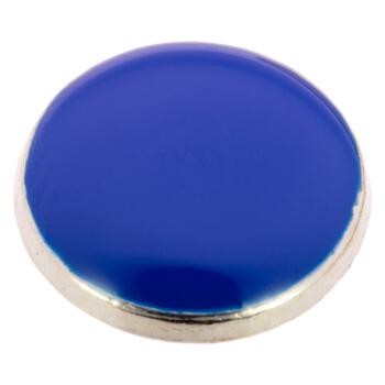 Blusenknopf aus Metall in Silber mit blauem Kern