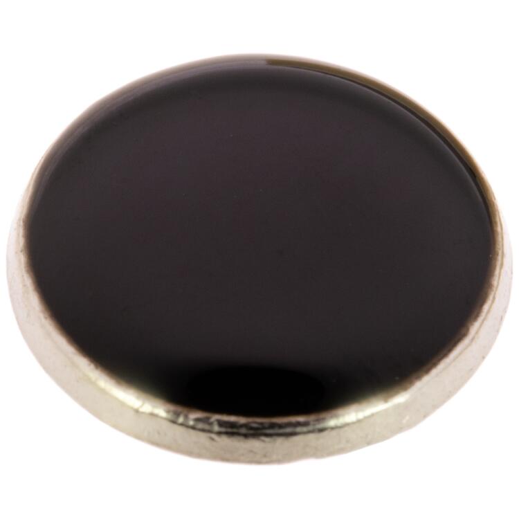 Blusenknopf aus Metall in Silber mit schwarzem Kern 8mm