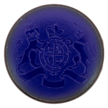 Edler Wappenknopf - schwarze Metallfassung mit Kunststoffeinlage in Royalblau