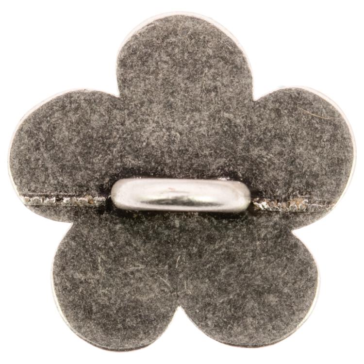 Trachtenknopf aus Metall in Blumenform altsilber 12mm